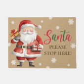 かわいいサンタお願いストップここクリスマススノーフレーク ドアマット (正面)