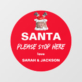 かわいいサンタお願いストップここ子供たちはクリスマス ウィンドウサイン (シート)