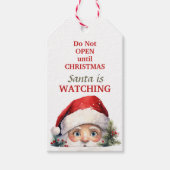 かわいいサンタがクリスマスを見ている ギフトタグ (正面)