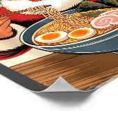 かわいいサンタがラーメンを食べる 日本のクリスマス ポスター (角)