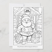 かわいいサンタが家族の家にいるアート塗り絵 クリスマス (正面)