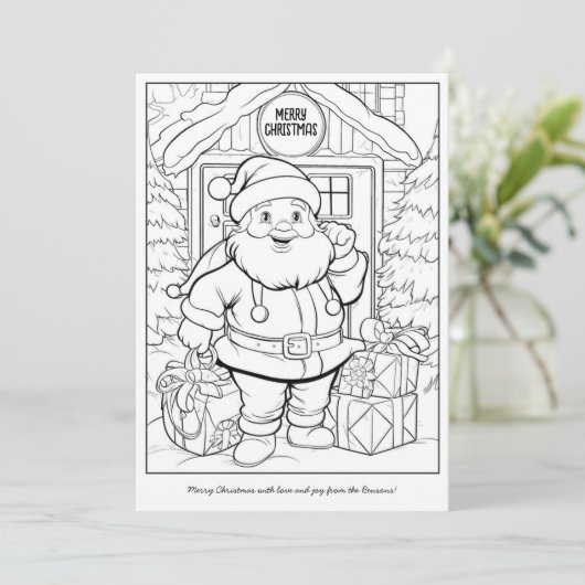 かわいいサンタが家族の家にいるアート塗り絵 クリスマス (スタンド正面)