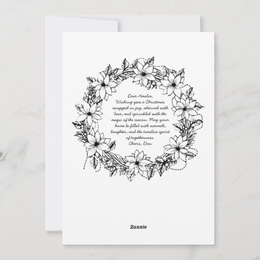 かわいいサンタが家族の家にいるアート塗り絵 クリスマス (裏面)