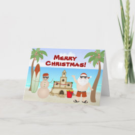 かわいいサンタでビーチパラダイスメリークリスマス シーズンカード