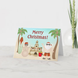 かわいいサンタでビーチパラダイスメリークリスマス シーズンカード
