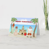 かわいいサンタでビーチパラダイスメリークリスマス シーズンカード (正面)