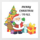 かわいいサンタとギフトウィンドウにしがみつく ウィンドウサイン (シート)