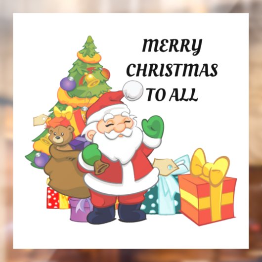 かわいいサンタとギフトウィンドウにしがみつく ウィンドウサイン (シート2)