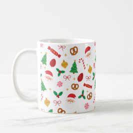 かわいいサンタとクリスマスのお菓子の模様のマグカップ コーヒーマグカップ