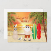 かわいいサンタとサーフボードビーチサーフィンクリスマス シーズンポストカード (正面/裏面)