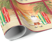 かわいいサンタとサーフボードビーチサーフィンクリスマス ラッピングペーパー (ロールコーナー)