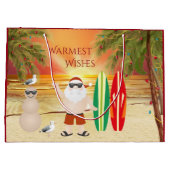 かわいいサンタとサーフボードビーチサーフィンクリスマス ラージペーパーバッグ (裏面)