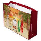 かわいいサンタとサーフボードビーチサーフィンクリスマス ラージペーパーバッグ (裏面アングル)