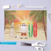 かわいいサンタとサーフボードビーチサーフィンクリスマス 薄葉紙 (クラフト)