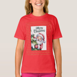 かわいいサンタとツリーとタイポグラフィ Tシャツ