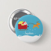 かわいいサンタとトナカイのクリスマス 缶バッジ (正面&裏面)