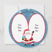 かわいいサンタとトナカイのラウンドクリスマスフラットカード シーズンカード (裏面)