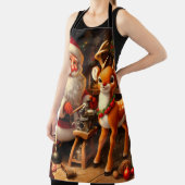 かわいいサンタとトナカイ エプロン (インサイチュ)