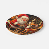 かわいいサンタとトナカイ ペーパープレート (アングル)