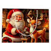 かわいいサンタとトナカイ ラージペーパーバッグ (裏面)