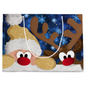 かわいいサンタとトナカイ ラージペーパーバッグ (正面)