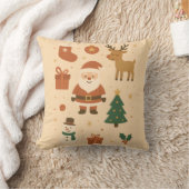 かわいいサンタとトナカイ - 祝祭のクリスマス クッション (ブランケット)