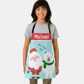 かわいいサンタとホッキョクグマパーソナライズされたの子ども エプロン (インサイチュ)