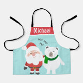 かわいいサンタとホッキョクグマパーソナライズされたの子ども エプロン (正面)