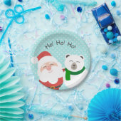 かわいいサンタとポーラベアのクリスマスのお友達のお子様 ペーパープレート (パーティー)