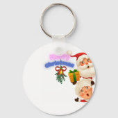かわいいサンタとミセス・クロースのクリスマスカード キーホルダー (正面)