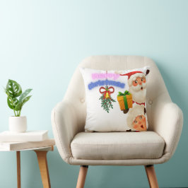 かわいいサンタとミセス・クロースのクリスマスカード クッション