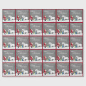 かわいいサンタと一角獣メリークリスマス ラッピングペーパー (フラット)