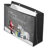 かわいいサンタと一角獣メリークリスマス ラージペーパーバッグ (正面アングル)