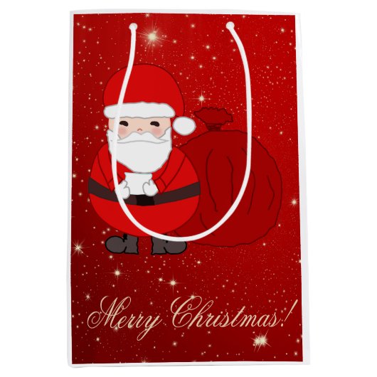 かわいいサンタと中赤のクリスマス抱き枕 ミディアムペーパーバッグ (正面)