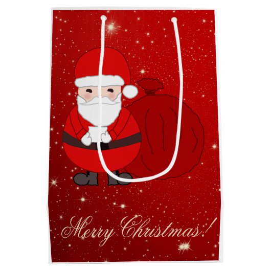 かわいいサンタと中赤のクリスマス抱き枕 ミディアムペーパーバッグ (裏面)