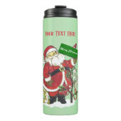 かわいいサンタと動物の小さな木ライトグリーン タンブラー (正面)