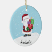かわいいサンタと名前 セラミックオーナメント (右)
