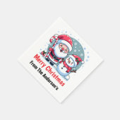 かわいいサンタと雪だるまのクリスマスカスタム スタンダードカクテルナプキン (角)