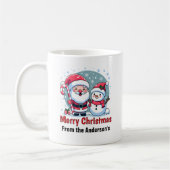 かわいいサンタと雪だるまクリスマスカスタム コーヒーマグカップ (左)