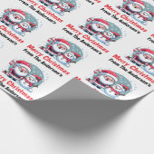 かわいいサンタと雪だるまクリスマスカスタム ラッピングペーパー (角)