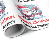 かわいいサンタと雪だるまクリスマスカスタム ラッピングペーパー (ロールコーナー)