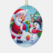 かわいいサンタと雪だるま セラミックオーナメント (右)