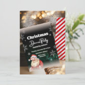 かわいいサンタと雪の結晶テーマ – クリスマスパーティー 招待状 (スタンド正面)