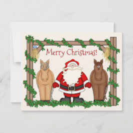 かわいいサンタと馬メリークリスマスホリデー シーズンカード