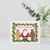 かわいいサンタと馬メリークリスマスホリデー シーズンポストカード (スタンド正面)