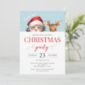 かわいいサンタと鹿のクリスマスパーティ招待状 招待状 (スタンド正面)