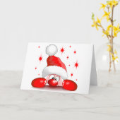 かわいいサンタのぞき見キャラクター カード (黄色い花)