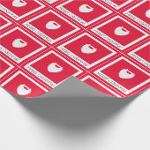 かわいいサンタのひげ赤メリークリスマス ラッピングペーパー (角)