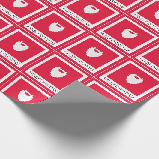 かわいいサンタのひげ赤メリークリスマス ラッピングペーパー (角)