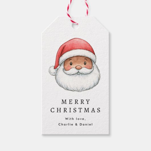 かわいいサンタのイラスト メリークリスマス ギフトタグ (正面)